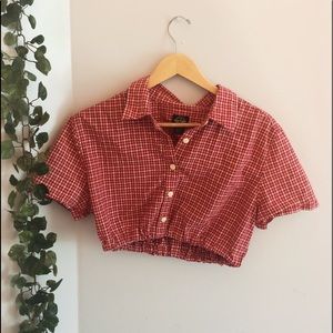 red gingham cropped top